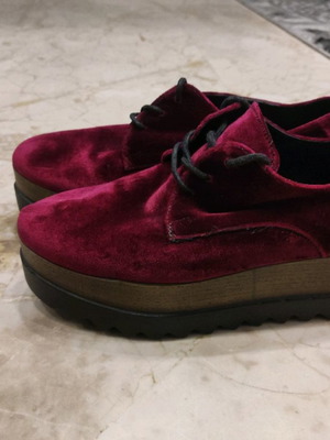 Women’s velvet Oxford shoes Smart Cronos 6334 new, wine red size 39