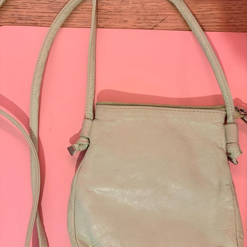 Pistachio leather crossbody bag used with strap