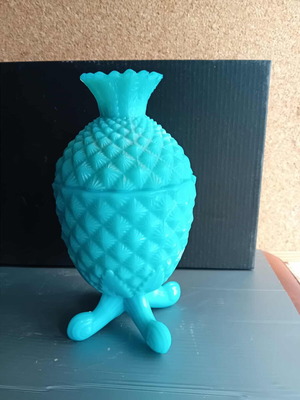 Vintage Blue Opaline used, French pineapple design antique