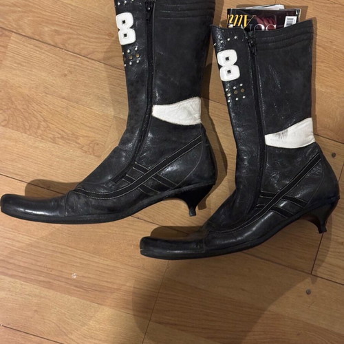 Leather cowboy boots Tsakiris Mallas used, size 42, black with gold