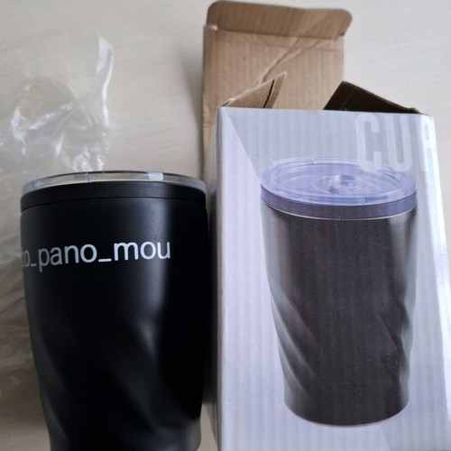 Unisex coffee cup with asto_pano_mou logo, new