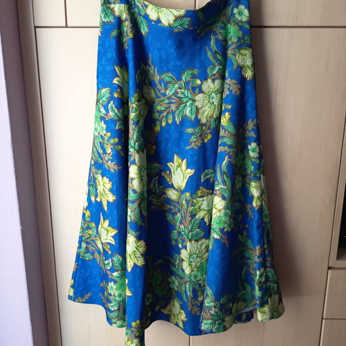 Forel Blue Floral Skirt New, Flared High-Waisted