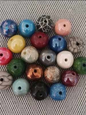 Colorful ceramic beads new, set of 21 pieces