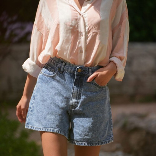 Madame Shoushou high-waisted jean shorts like new, size S, blue