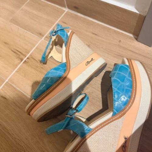 Axel platform sandals used, turquoise, size 38