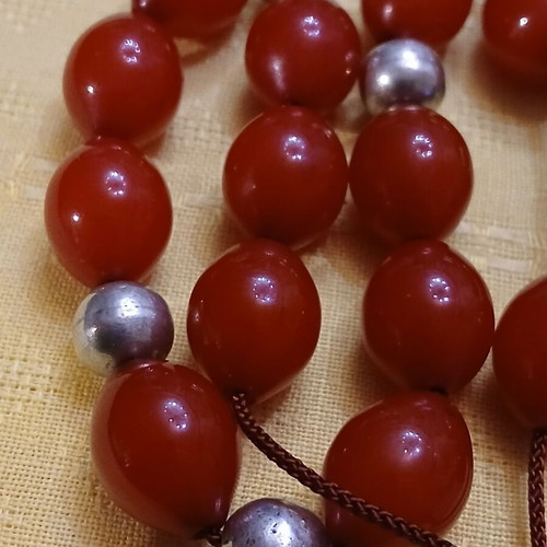 Komboloi mastic used, 14 mastic beads and 4 silver beads 925