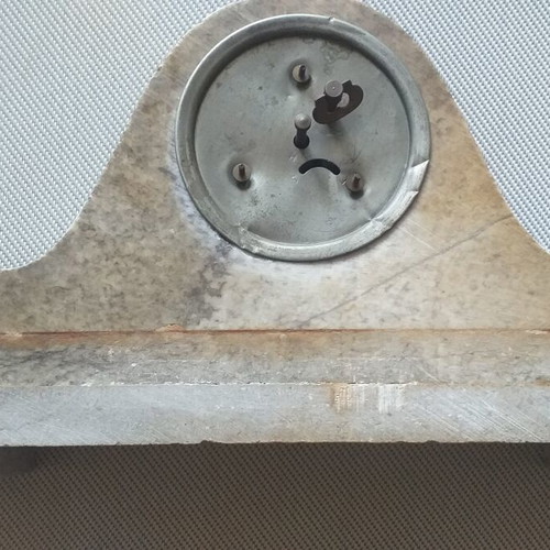 Marble mantel clock used, German, solid with Arabic numerals