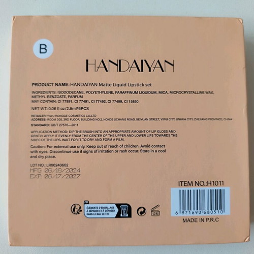 Lipgloss Handaiyan set brand new, liquid matt 6 x 2.5 ml