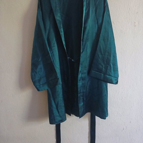 Satin robe like new, turquoise, polyester