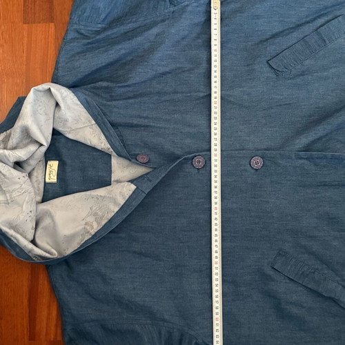 Namaste trench coat used in denim color with lining and hood