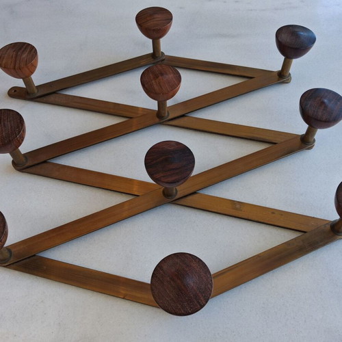 Vintage wall hanger metal and wood used, 1960-1970