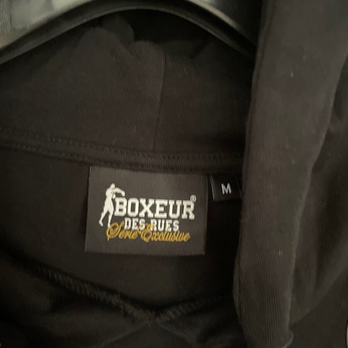 Boxeur des Rues hoodie t-shirt, black white gold, medium