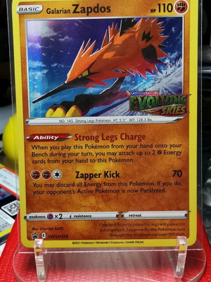 Pokemon κάρτα Galarian Zapdos SWSH124 Black Star Promos Stamped καινούργιο