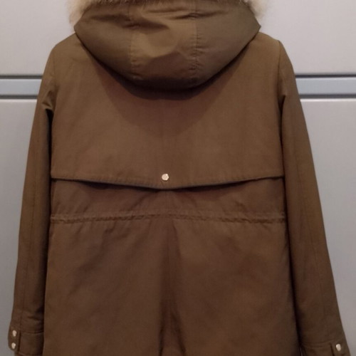 Zara women's khaki parka jacket like new with fur lining medium