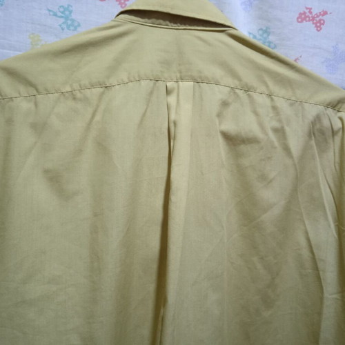Cotton men's shirt long sleeve size L like new mocha mustard color