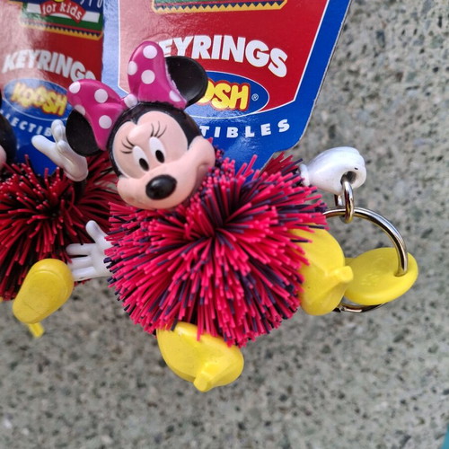 Set of 2 collectible Mickey and Minnie Koosh keyrings like new