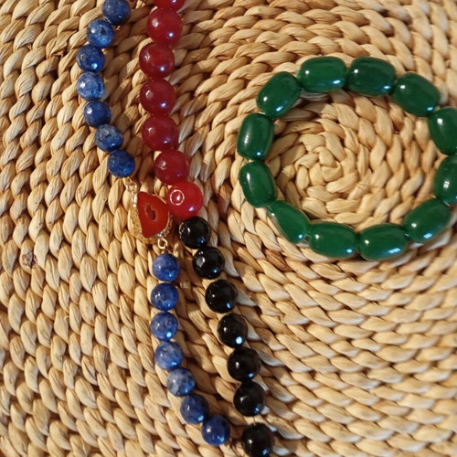 Bracelets set of 4 with natural stones, new, multicolor