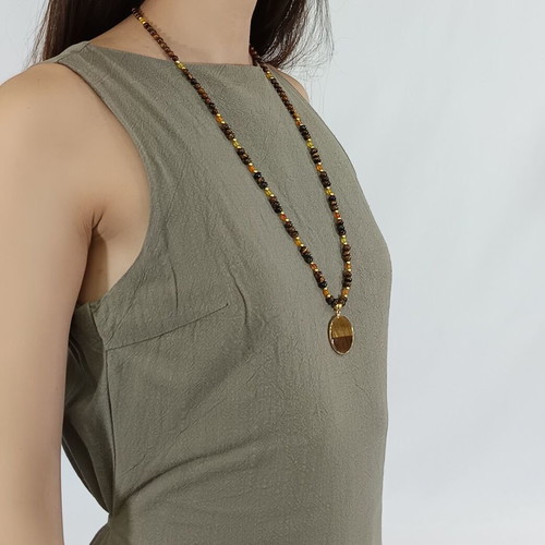 Tiger's Eye Pendant new with yellow and orange agate