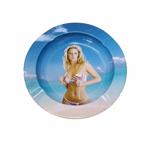 Metal ashtray blue XXX adults new, 13cm