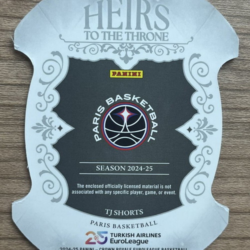 Panini Crown Royale Euroleague Basketball Tj Shorts Patch 2024-25 like new