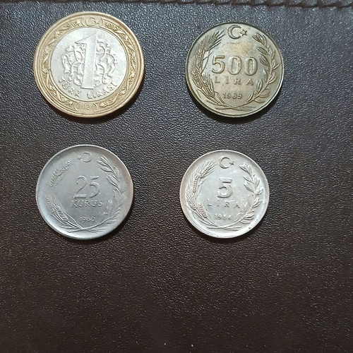 4 Turkish coins, various