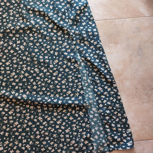 Floral midi skirt, size Small, green with side slit