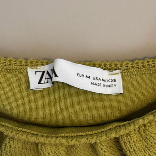 Zara knitted cropped top with ruffles new, green, size M