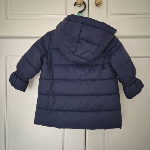 Benetton blue nautical jacket 12-18 months like new with detachable hood