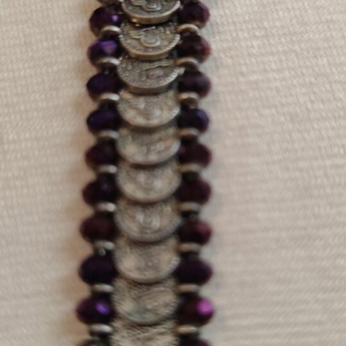 Vintage bracelets used, purple and turquoise, set of 2