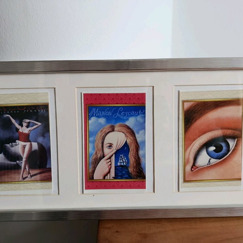 Decorative frame with 3 artistic images like new, modern frame