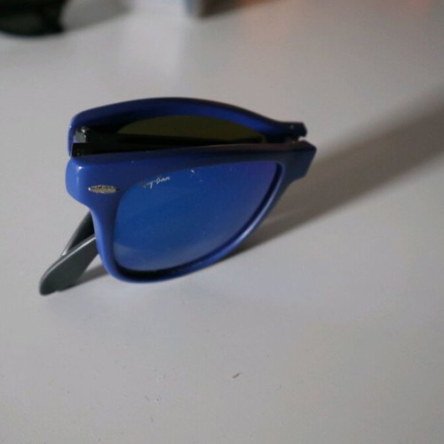 Ray Ban folding sunglasses used with blue mirrored lenses