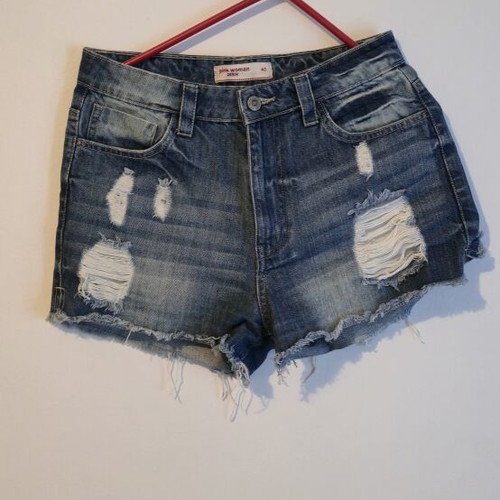 Pink Woman denim shorts size 40 like new with rips