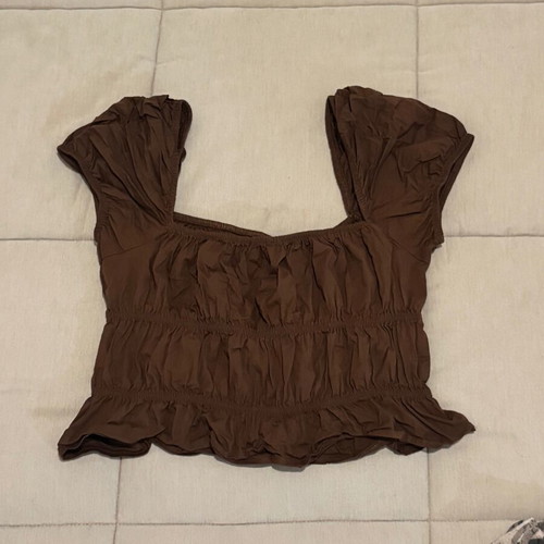 Crop top Bershka brown like new, poplin fabric, size M