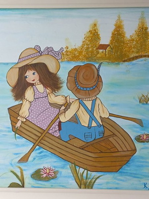 Handmade painting new, Sarah Kay theme, 50x40 cm