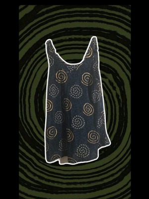 Boho hippie shirt with spirals used, black and yellow