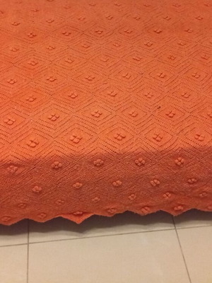 Vintage handmade crochet quilt for double bed, like new, carrot color