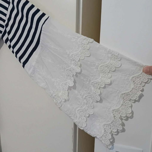 Fitted dress with zipper and cut embroidery, like new, white and blue, size S