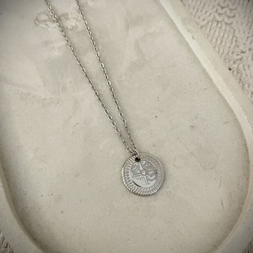 Star pendant new, stainless steel, silver color
