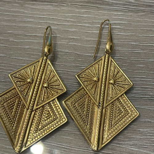 Silver 925 gold-plated earrings used, 6.5 centimeters