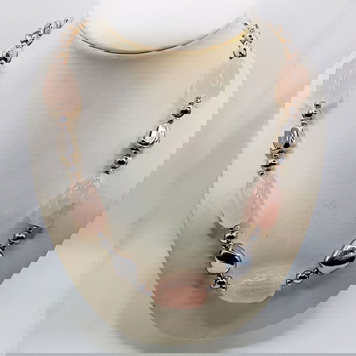 Soft Aura Necklace ασημένιο 925 κολιέ με ροζ χαλαζίες καινούργιο