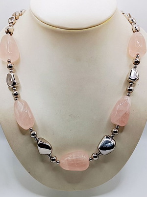 Soft Aura Necklace ασημένιο 925 κολιέ με ροζ χαλαζίες καινούργιο