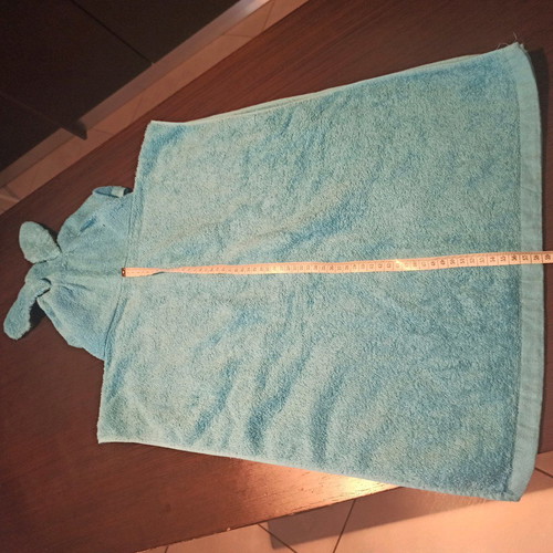 Baby bathrobe like new, bright blue with hood