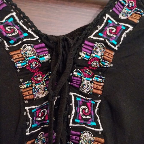 Women's blouse with embroidery, size S, black