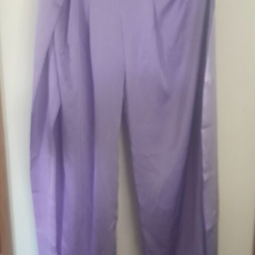 Satin pants like new, purple, with scarf