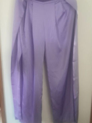Satin pants like new, purple, with scarf