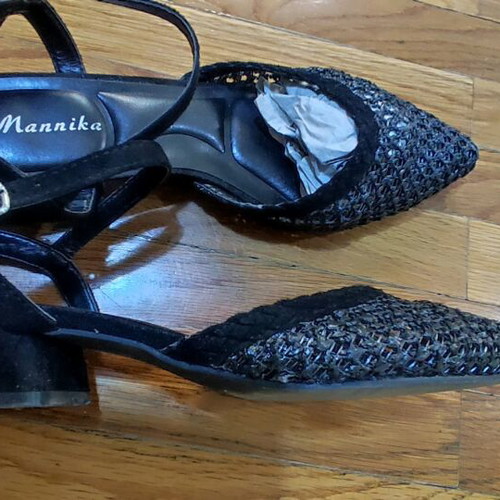Black knitted ballet flats size 37, 2.5 cm heel like new
