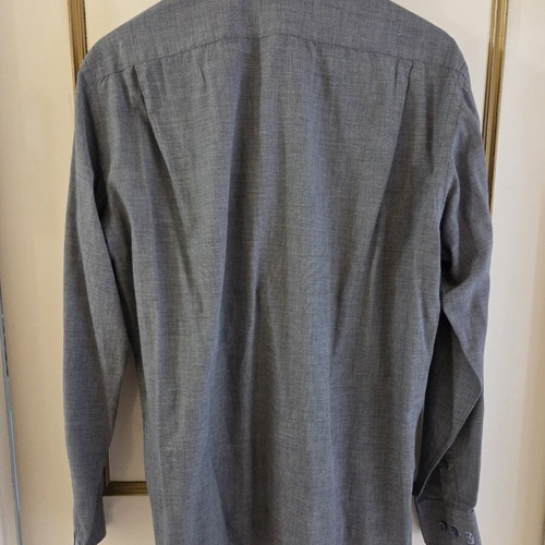 Makis Tselios men's grey dress shirt, L, double collar