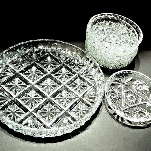 Vintage Anchor Hocking Star of David Κρυστάλλινο Σετ Σερβιρίσματος 7 τεμαχίων σαν καινούργιο