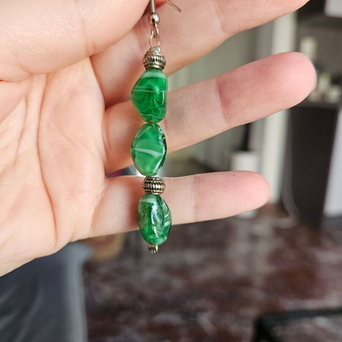 Murano earrings like new, green and silver