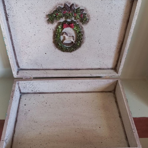 Christmas box handmade wooden new 29×21×8 cm